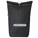 Huuraa Kurierrucksack Feuerwehr Geschenk 30-44 Liter Black Melange Fairtrade Rolltop Rucksack Feuerwehr Geschenkidee