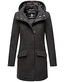 MARIKOO Damen Winter Jacke Mantel Business Trenchcoat Wintermantel Parka XS-XXL LEILANIAA (XL, Anthrazit)