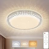 AmazeFun LED Deckenleuchte Dimmbar - 38W 3600lm Deckenlampe mit Fernbedienung - Modern Deckenlampe Led Warmweiß für Schlafzimmer Wohnzimmer Kinderzimmer Küche Flur (38W - 39CM)
