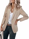 Cicy Bell Damen Langarm Casual Blazer Arbeit Büro Knopf Open Front Jacke Anzug Khaki L