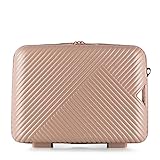 WITTCHEN GL Style Line | Kosmetikkoffer Reisekoffer Handgepäck Kabinengepäck Kosmetiktasche Damen Reiseetui Hartschale aus Polycarbonat Zahlenschloss GL Style Puderrosa