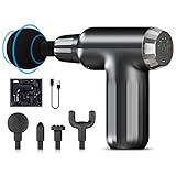 Massagepistole Massagegerät, Mini Massage Gun, Muskel Massagegerät Elektrisch, Tragbar Handmassagegerät mit 6 Geschwindigkeiten, 4 Massageköpfen