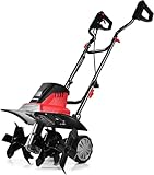 FANTASK 1500W Elektro Bodenhacke mit 6 Hackmesser, Bodenfräse Gartenfräse 43cm Arbeitsbreite & 22cm Arbeitstiefe 400 U/m, Rot + Schwarz