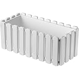 Blumenkasten Blumentopf Balkonkasten Latten-Optik Pflanzkasten Pflanzgefäß Lattenzaun-Design (380 Weiß)