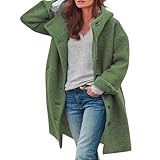 Wollmantel Damen Mantel: Trenchcoat Damen Große Größen Elegant Wintermantel Oversize Übergangsmantel Casual Kapuzenjacke Cardigan Einfarbig Langmantel Wolljacke Outdoor Ubergangsjacke Kapuzen-Mantel