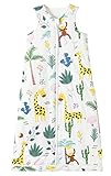 Chilsuessy Baby Ganzjahres Schlafsack, 2.5 Tog Schlafsack für Kleinkinder, Ärmellos Winter Babyschlafsack mit einstellbarer Länge, Natur Baumwolle, Giraffe, 130cm/Baby Höhe 120-140cm