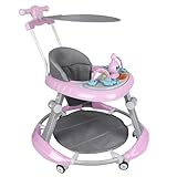 2-in-1 Lauflernhilfe für Babys mit 5 verstellbaren Höhen, Lauflernhilfe für Babys, faltbar, mit abnehmbarem Musikspieltisch, von 6 bis 18 Monaten, bis zu 12 kg (67 x 67 x 79 cm, Rosa)