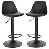 EUGAD Barhocker 2er Set, für Bar Küchen & Esszimmer, 360° drehbarer höhenverstellbar, Barstuhl mit Rückenlehne Fußstütze, aus PU, Schwarz