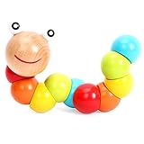 Raupe Spielzeug, Baby Lernspielzeug in Holz Motorikspielzeug Bunte Raupe für Kleinkinder