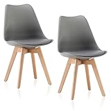 Deuline Esszimmerstühle Esszimmerstuhl 28mm stärke Massivholzbeine SGS geprüft Polsterstuhl Stühle Oslo 2er-Set GRAU 521245
