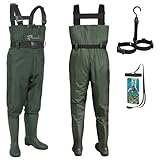 Croch Wathose für Herren Damen Anglerhose Wasserdicht PVC Nylon mit Gummi Watstiefel Größe 38-47 Perfekt Watthose und Angelhose