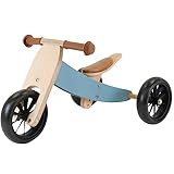 Bandits & Angels Smart Bike Laufrad Holz 4-in-1 Petrolblau ab 1 Jahr – Für Jungen und Mädchen – Laufrad aus Holz – Umkehrbar in Dreirad und Zweirad – Verstellbarer Sattel