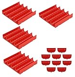 Mulden-Platten Set rot, mit 4 Stück Mulden-Elementen 148x148x28 mm inkl. 10 St. Trennwänden, aus ABS für Einteilung von Werkzeugschubladen (4 Mulden / 10 Trennwände)