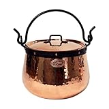 CopperGarden Kupferkessel 5 Liter I Hexenkessel mit Henkel & Deckel I Handgeschmiedeter Kessel aus blankem Kupfer I ideale Wärmeleitung I Feuerkessel zum Kochen I für Gas & Elektroherd geeignet