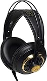 AKG K240 Studio Professional Semi-Open, Over-Ear-Kopfhörer, High Performance Design, 3,5-mm- und 1/4"-Adapter, selbstjustierender Kopfbügel - Schwarz und Gold