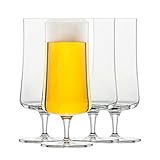 SCHOTT ZWIESEL Pilsglas Beer Basic 0,3 l (4er-Set), klassische Biertulpe mit Moussierpunkt, spülmaschinenfeste Tritan-Kristallgläser, Made in Germany (Art.-Nr. 130006)