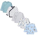 TupTam Baby Jungen Langarm Wickelshirt Baumwolle 5er Set, Farbe: Mehrfarbig 10, Größe: 50
