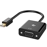 Rankie Adapter Mini DisplayPort (Thunderbolt) (Mini DP) auf VGA, Full HD 1080P Konverter, Schwarz