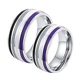 Dsnyu Verlobung Ringe Paare, LGBT mit Mehrfarbiger Emaille Ringe Punk 8MM, Edelstahl Silber Eheringe Paar Perfekt für Hochzeit Damen GR. 60 (19.1) + Herren GR. 65 (20.7)