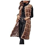 Damen Damen Kunstpelz Weste Ärmellose Jacke Winterjacke Fellweste Mantel Oberteile Outwear Warm Pelzweste Pelzjacke Pelzmantel Lange Herbst- und winterwarme Pelzkleidung