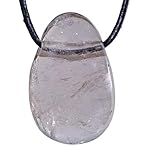 Lebensquelle Plus Rauchquarz Tropfenanhänger | Gebohrter Trommelstein Anhänger mit Lederband | Hochwertiger Edelsteinanhänger