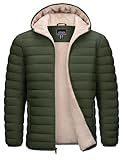 MAGCOMSEN Herren Winterparka Warme Outdoorjacke Fleece Winddicht Kapuzenjacke Herren Gefüttert Arbeitsjacke Verdickt Übergangsjacke Wandern Winter Jacke mit Multi Taschen Armeegrün XL