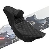 HCmotorku Motorradsitz Motorrad Fahrer Beifahrer Einteiler Sitz Soziuspolster Doppelsitzkissen Fit für Harley Touring Road King Street Glide Electra Glide 2009-2023 Schwarze Naht