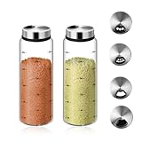 300 ML Gewürzgläser Mit Drehdeckel：2 Stück GewüRzgläSer,Mit 3 Arten Von GewüRzlöChern,Borosilikatglas Gewürzstreuer,Gewürzstreuer Glas,Gewürzgläser Groß für der Küche, Kochen,Grillen im Freien