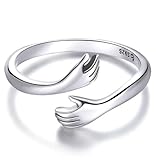 Verstellbarer Ring, 925er Sterling Silber, Handumarmung Design, mit Geschenkbox, Damenring, Partnerring,