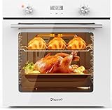 Disaenvir Einbaubackofen 60 cm, Einbaubackofen in Weiß, Backofen mit 60 L Fassungsvermögen, Timer, 2,2 kW Leistung, 9 Funktionen, mit Grill und emailliertem Backblech, 3D-Heißluftkupplung