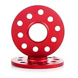 Pindex Spurplatten 5x100 10mm Spurverbreiterungen 5x112 10mm für Audi,Distanzscheiben 20mm pro Achse,LK 5x100 5x112,NLB 57.1mm,Rot