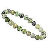 ELEDORO Handgefertigtes Edelstein Perlen Stretch Armband - Echte Steine 8mm (Lemon Chrysopras A-Grade)