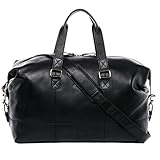 SID & VAIN große Weekender echt Leder - Sporttasche Yale 50 cm - Reisetasche Handgepäck mit Schultergurt - Ledertasche Herren und Damen schwarz handgefertigt