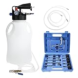 FreeTec Öl und Flüssigkeit Extraktor Pneumatische Getriebeölpumpe Öleinfüllgerät, mit 14-teilig ATF Adaptersatz (10 Liter)