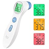 Fieberthermometer kontaktlos infrarot Stirnthermometer für Babys Erwachsene, multifunctional digitales 2 in 1 Thermometer mit sofort Ablesung, Fieberalarm, LCD Anzeige, Speicherabruf mit genauer Zeit