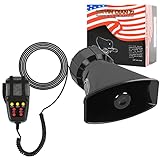 TIHOOK Sirene 12V,7 Ton Sound Hupen,Auto Sirene Lautsprecher,Autohupe,Notverstärker Alarmtrompete,Lautsprechersystem, Hupe 12v,Megafon mit Sirene und Mikrofon