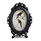 SIKOO Kunstvoller Bilderrahmen, 10 x 15 cm, Vintage-Stil, Tisch- und Wandhalterung, ovaler Bilderrahmen, viktorianische Heimdekoration, Schwarz