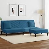 Willood 2-TLG. Sofagarnitur mit Kissen Blau Samt 3035899de