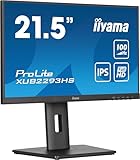 iiyama Prolite XUB2293HS-B6 54,5cm 21,5" IPS LED-Monitor Full-HD 100Hz HDMI DP Slim-Line Höhenverstellung Pivot AdaptiveSync schwarz