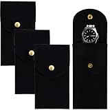 XYTAHDM 3 Stück Samt-Uhrenbeutel, Einzeluhr-Aufbewahrungstasche Uhren-Reiseetui Tragbarer Uhren-Organizer Mit Klappdeckel Für Uhrenringe Schmuck Münzen,13x7cm(Schwarz)