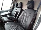 Vordersitzbezüge, 2 + 1, passend für Ford Transit nach 2015, schwarzes Öko-Leder, LHD