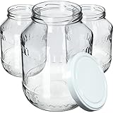 KADAX Weckgläser 2,5L, Einmachglas zum Einlegen, fi100 mm, Einmachgläser, Sturzglas, Vorratsglas, Gurkenglas, Konservenglas, Rundgläser, Einweckgläser (4 Stück, Weiß Deckel)