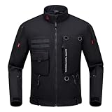 RIDEIRON Motorradjacke Herren alle Jahreszeiten mit CE-Schulter- und Ellenbogenpolstern, herausnehmbarem Innenfutter, winddichtem Motorradschutz Schwarz L
