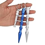 AMATHINGS 2 Stück ! (Doppelpack) Kubotan Und Sehr Lauter Signal-SOS-Pfeife In Blau Und Silber Ergonomischem Griff Und Schlüsselring Pfeife 100% Legal