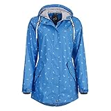Dry Fashion Damen Regenmantel Cuxhaven mit Anker-Print - Regenjacke Jacke für Frauen mit verstellbarer Kapuze Winddicht Wasserdicht in Hellblau Größe 42