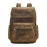 BRASS TACKS echtes Leder aus verrückten Pferdeleder umwandelbar 15.6" Laptop Steampunk Vintage Reisen Tagesrucksack