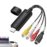 1 Stück USB 2.0 Audio Video Grabber Konverter,VHS digitalisieren gerät USB 2.0 Video Grabber Hi8 VHS zu DVD Videoaufnahme,Videokassetten Digitalisieren,VHS zu USB Konverter Für Windows XP 10/8/7.