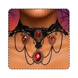Fashband Spitzen-Choker-Halskette mit Kristall-Anhänger, Halloween-Schmuck, Accessoires für Frauen