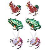 Tomaibaby 6 Stücke Kinder Aufziehspielzeug Tiere Frosch Hahn Kaninchen Figur Blechspielzeug Aufziehtiere Eisen Aufziehfigur Wind Up Uhrwerk Spielzeug für Baby Ostern Geburtstag Geschenke