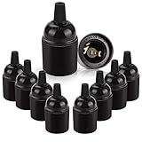 DiCUNO E27 vintage solide Lampenfassung aus Bakelit/Kunststoff, Keramik Messingfassung, Edison Retro Schraube Glühbirne Adapter, für E27 Lampen, 10er Set